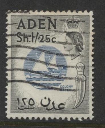 ADEN - Scott 56- QEII Definitive Colony Badge - 1953-  Used - Single 1/25c Stamp