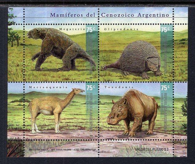 Argentina 2144 Prehistoric Mammals Souvenir Sheet MNH VF