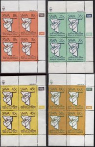 South West Africa 622-625 (mnh full set of 4 plate blocks) suffrage (1989)