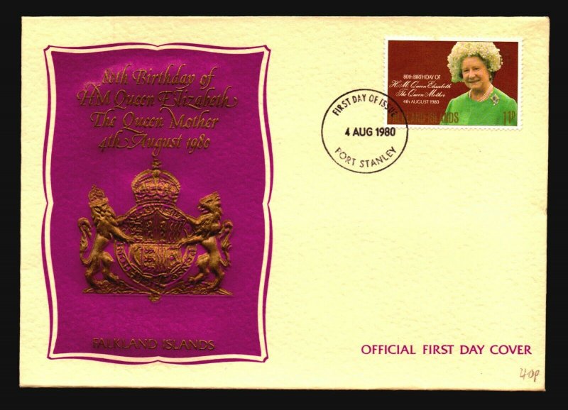 Falkland Islands 1980 Queen Mother 80th Issue FDC - L1108