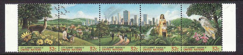 UN New York-Sc #682a-unused NH strip-City Summit-1996-