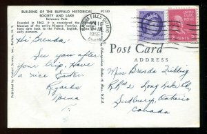 4591 - Canada USA 1955 MIXED FRANKING on Postcard. Wilding 4c Coil + 2c Prexie