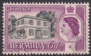 Bermuda 1959 QE2 6d Black & Mauve Used SG 156 ( M1166 )