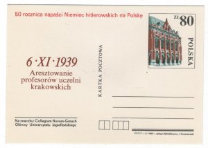 Poland 1989 Postal Stationary Postcard Stamp MNH Second World War II University