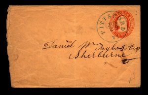 1850s Pittsford VT Crisp Cancel Cover / Light Fold - L33781