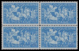 US 1123 Fort Duquesne 4c block (4 stamps) MNH 1958