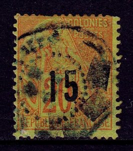 SENEGAL — SCOTT 22 — 1887 15c ON 20c SURCHARGE TYPE O — USED — SCV $110