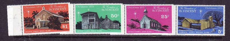 St Vincent Grenadines-Sc#69-72-Unused NH set-Churches-Christmas-1975-