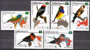 CUBA Sc# 5642-5647  BIRDS & CONTINENTS  Cpl set of 6  2015  MNH mint