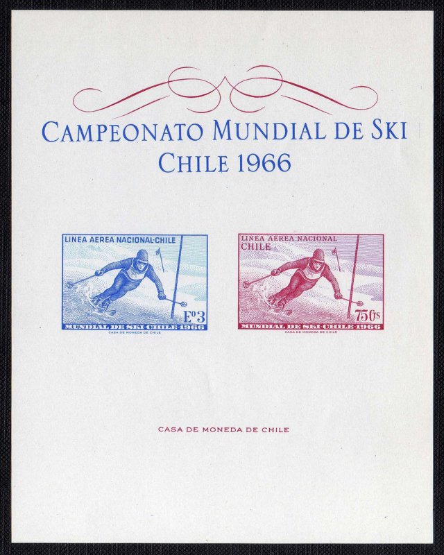 1966 - Chile - Mundial  de SKI - HB - MNH - 01