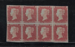 Great Britain #3 Very Fine Mint Rare Unused (No Gum) Block Of Eight