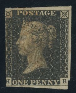 GB - Penny Black - used with certificate