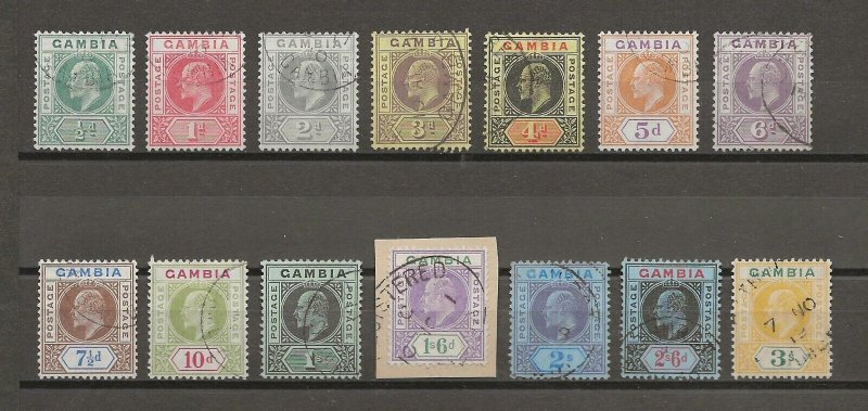 GAMBIA 1909 SG 72/85 USED