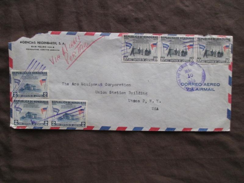 1960 Honduras To USA Airmail Business Cover -  (ZZ143)