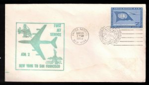 UNITED NATIONS First Jet Airmail Flight Route AM2 New York To San Francisco