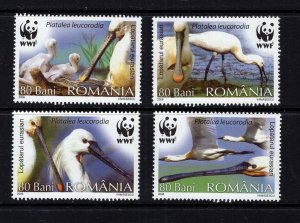 Romania #4887-90  (2006 WWF Birds set) VFMNH CV $3.25