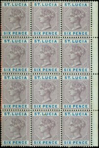 St Lucia 1887 6d Dull Mauve & Blue SG41 Superb MNH & LMM Block of 12