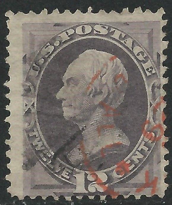 US Scott #151 Fine Used 12c Banknote Stamp CV $220 Red Cancel