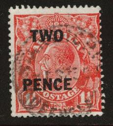 Australia Scott 106 Used KGV surcharge 1930