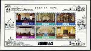 Anguilla 343-348,348a,MNH.Michel 341-346,Bl.24. Easter 1979.Church interiors.