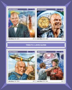 MOZAMBIQUE 2017 SHEET JOHN GLENN SPACE ASTRONAUTS COSMONAUTS