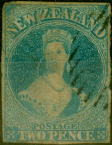 New Zealand 1857 2d Pale Blue SG9 Ave Used Thin