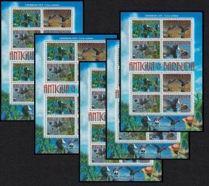 Antigua and Barbuda Birds WWF Caribbean Coot 5 MSs A 2009 MNH SC#3055a-d