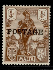 MALTA GV SG143, ¼d brown, M MINT.