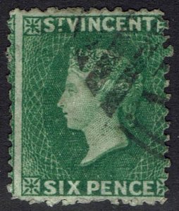 ST VINCENT 1862 QV 6D NO WMK PERF 11 TO 12½ USED