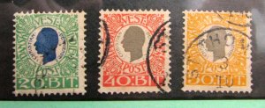 1905 Danish West Indies #33  #35-36 KING CHRISTIAN  Used set of 3 stamps