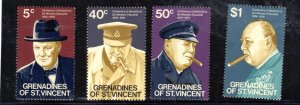 ST. VINCENT GRENADINES #52-55 19744 SIR WINSTON CHURCHILL MINT VF NH O.G aa