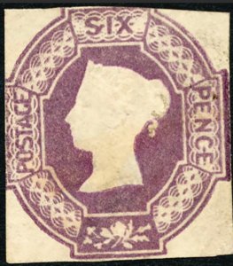 1847 QV 6d DULL LILAC EMBOSSED, MINT/F  SG#59