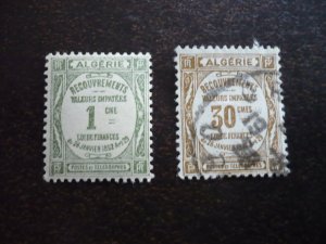 Stamps - Algeria - Scott# J12,J14 - Mint Hinged & Used Part Set of 2 Stamps