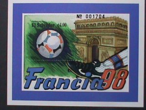 EL SALVADOR-1998   FRANCIA'98 WORLD CUP SOCCER IMPERF- MNH S/S VERY FINE