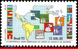 2410 BRAZIL 1993 IBERIAN-AMERICAN CONFER. OF CHIEFS OF STATE, FLAGS MI# 2525 MNH