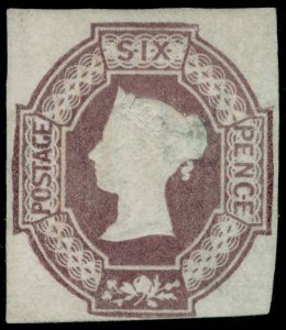 GB QV SG59Wk, SCARCE 6d dull lilac WMK INV + REV CUT SQUARE, LH MINT. Cat £19500