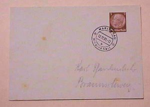 GERMAN  SUDETENLAND 12-10-38 MARIENBAD on CARD