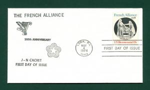 Sc. 1753 French Alliance FDC - J-N Cachet