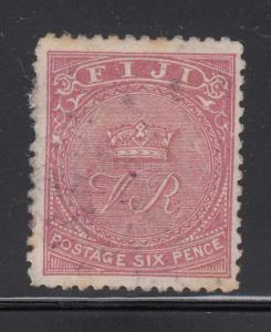 Fiji 1878-99 used SG #38 6p rose Watermark shows UN of SAUNDERS