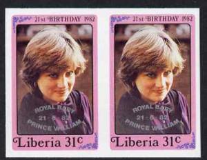 Liberia 1982 Birth of Prince William opt on Diana 21st Bi...