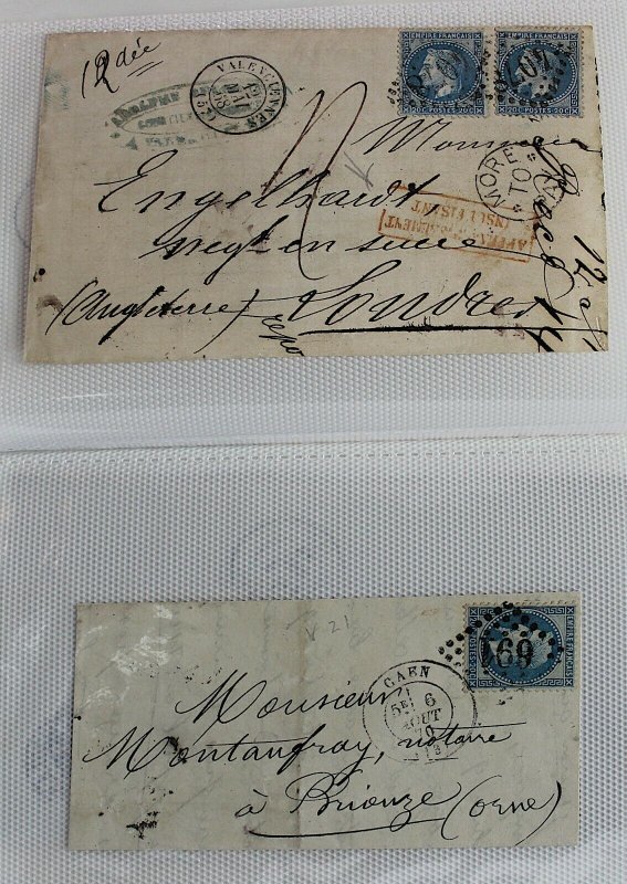 France 1863 /70 bundle of 20c blue perforate Napoleon covers  entires FU Covers