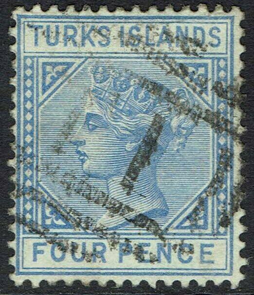 TURKS ISLANDS 1881 QV 4D WMK CROWN CC USED 