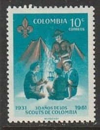 1962 Columbia - Sc 746 - MH VF - 1 single - Scouts at campfire