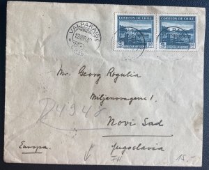 1940 Valparaiso Chile Airmail Cover To Novi Sad Yugoslavia Red Wax Seal