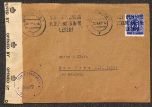 GERMANY 553 STAMP MARKS & CLERK NY HAMBURG BRITISH CENSORED COVER 1947