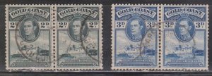 GOLD COAST Scott # 118-9 Used Pairs - KGVI Christianborg Castle, Accra