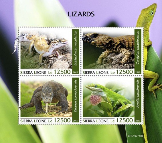 SIERRA LEONE - 2019 - Lizards - Perf 4v Sheet - MNH