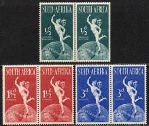 South Africa Sc #109-111 Mint Hinged pairs