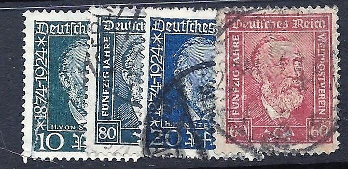 GERMANY 1924-28  Scott 340-43 Cmplt used scv $3.40 less 80%=$0.68