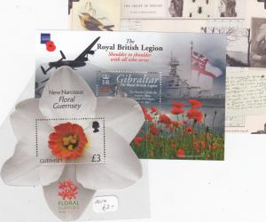 GB QEII Guernsey 2011 Mini Sheet x 3 British Legion/Floral/Origin Of Spec J3581